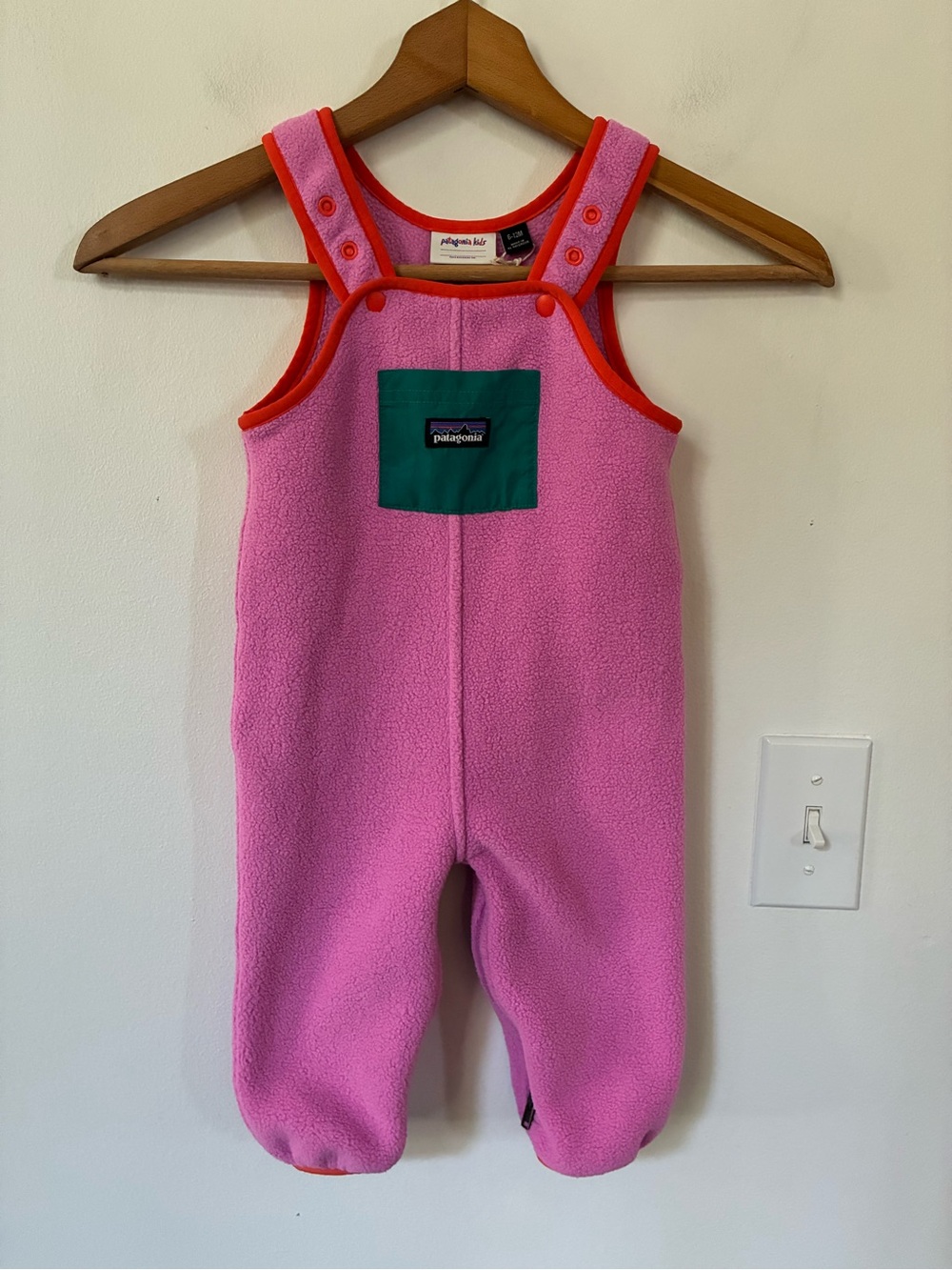 Patagonia Baby Synchilla Fleece Overalls in Pink - Picture 2 of 5